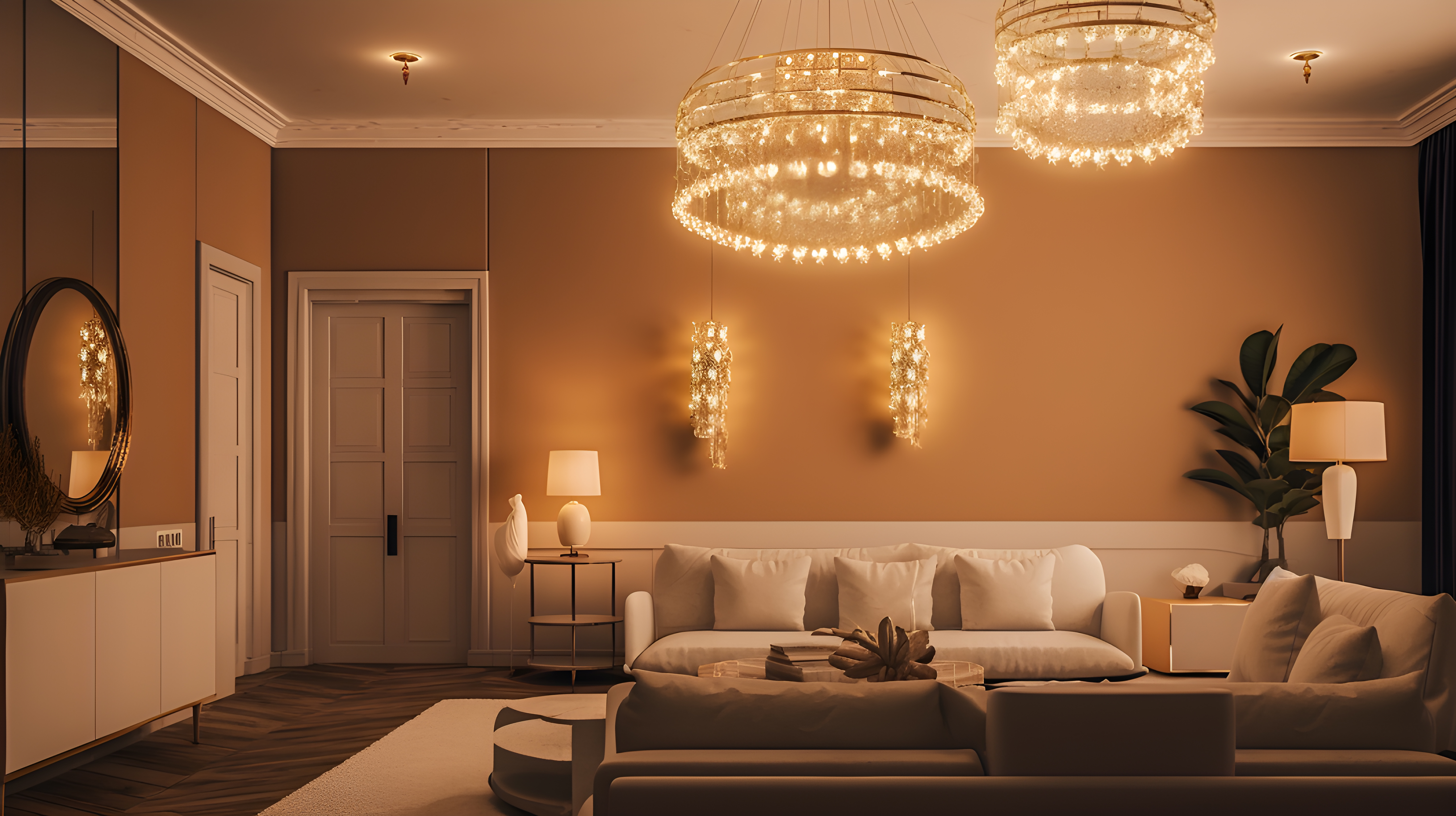 habitación-interior-diseño-con-sofá-candelabro